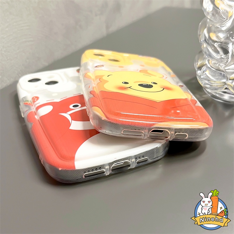 IPHONE Casing Kompatibel Untuk Iphone14 13 12 11 Pro Max X Xr Xs Max8 7 6 6s Plus SE 2020 Cream Kartun Beruang Bantal Udara Silikon Tebal Casing Ponsel Shockproof Soft Case Cover Pelindung