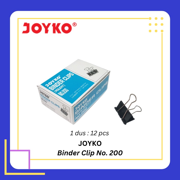 

JOYKO Binder Clip Klip Penjepit Kertas Black No. 200 1 dus - 12 pcs
