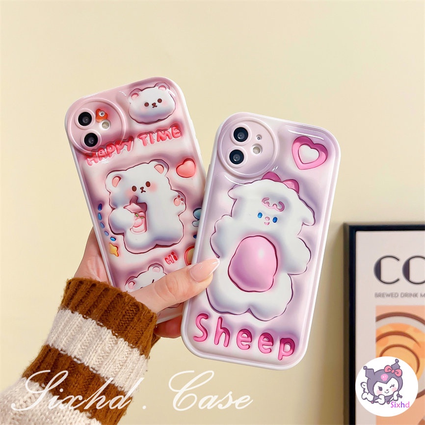 Untuk Realme C55 C35 C33 C30 C30s C25 C25Y C21Y C31 C25s C15 C12 C11 C17 C20 C20A Realme 10 Pro 9i 8i 7i 6i 5i 5 Narzo 50A 50i Prime 3D Vision AirBag Case Lucu Permen Beruang Soft Cover