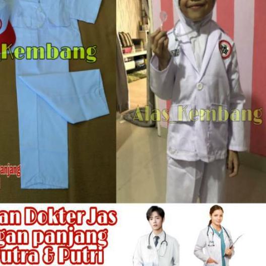 ♨ TERBARU Baju Dokter Model Jaz Lengan Panjang / Kostum Dokter u/Putra-Putri ✶