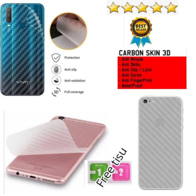 BACK SKIN CARBON HANDPHONE BELAKANG VIVO Y16, Y22, Y35, V25 4G, V25 5G, V25 PRO