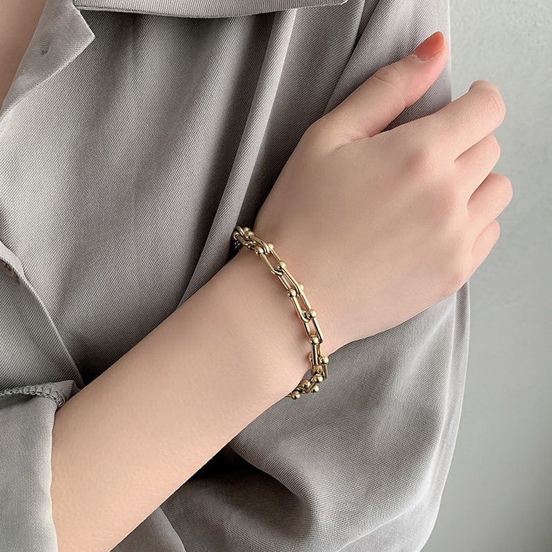 Gelang Rantai Bahan Stainless Steel Bentuk U Untuk Wanita