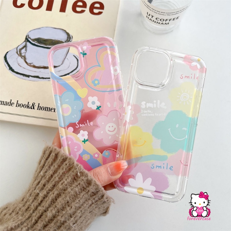 Untuk Redmi Note10 8 9 11s 10s 11 Note10 Redmi 9T 10 9C NFC 10C 9 12C 9A A1 10A Note10s Note9 Note11 POCO F4 Ins Korea Bunga Segar Awan Cinta Hati Smile Lembut Airbag Case