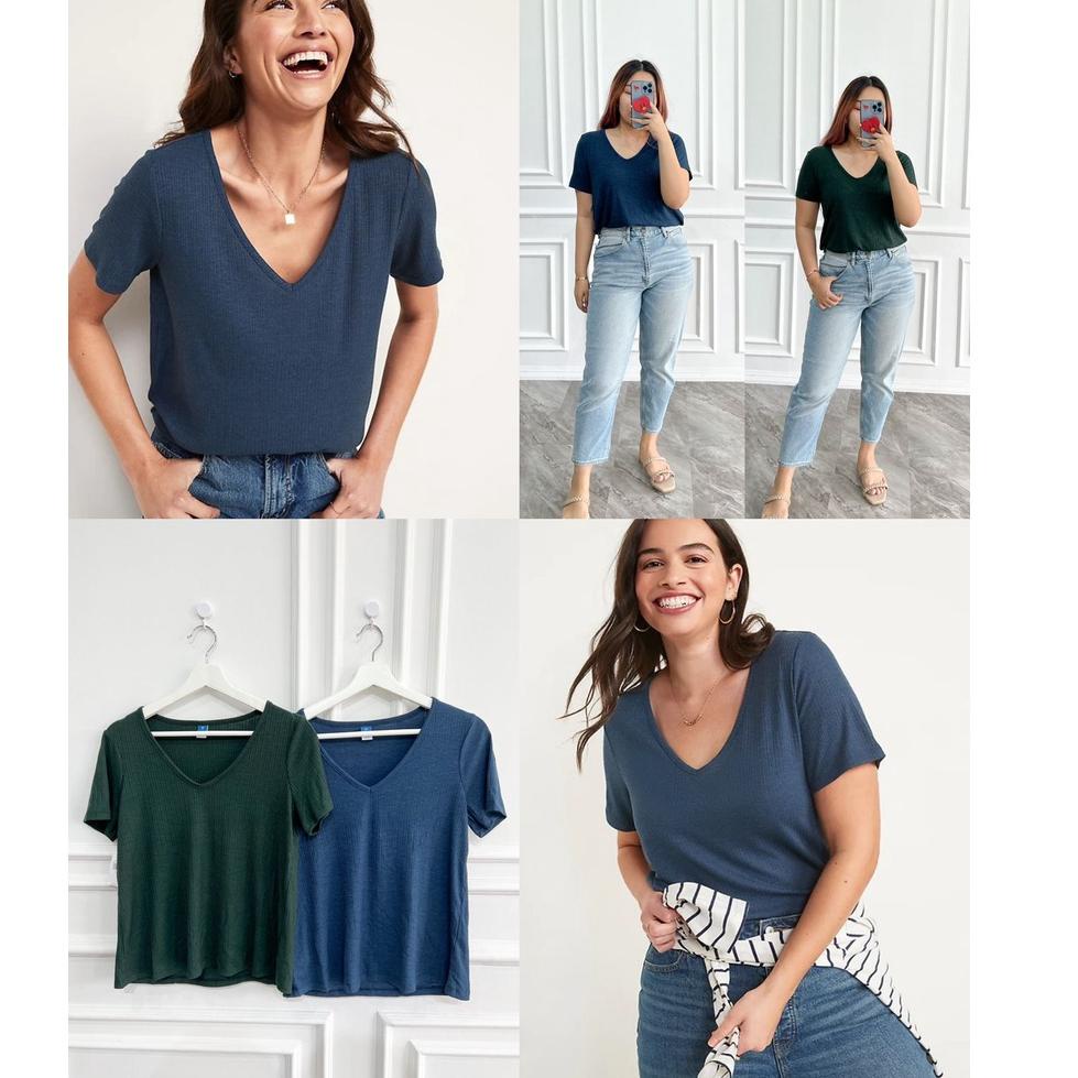 TREN TERBARU Oldnavy e V-Neck Rib-Knit Top