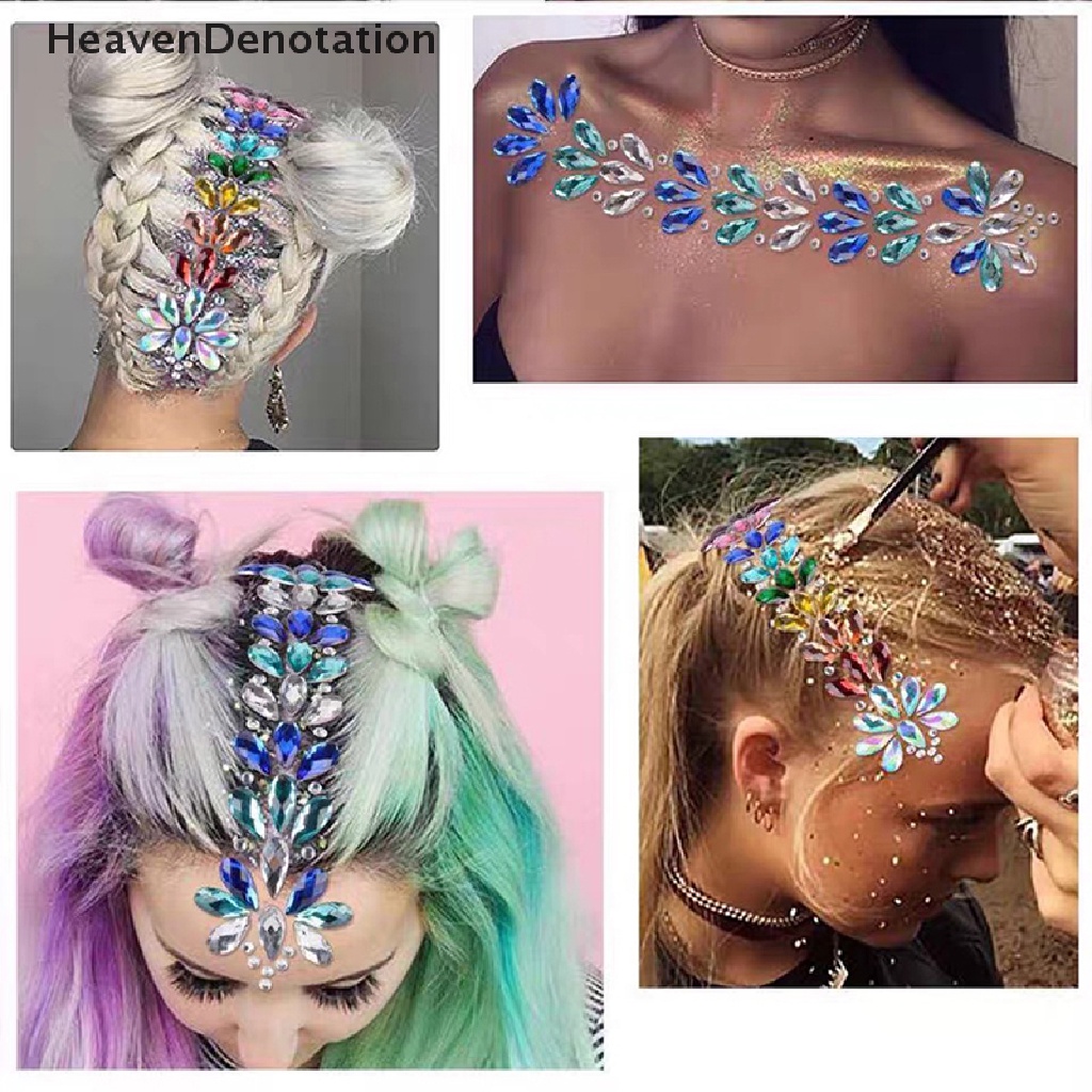 [HeavenDenotation] 3d Crystal Voorhoofd Hoofddeksel Stiker Haar Juwelen Shiny Tijdelijke Tato HDV