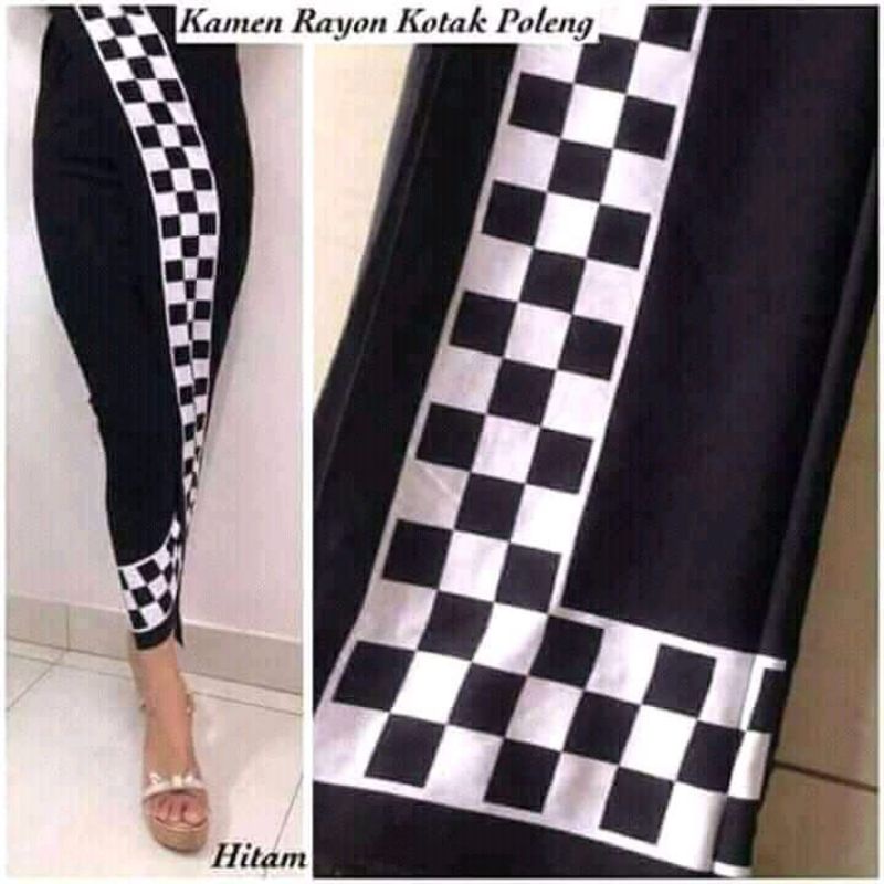 Kamen Lembaran Bahan Rayon Motif Kotak Poleng/Kamen Poleng/Kamen Lembaran