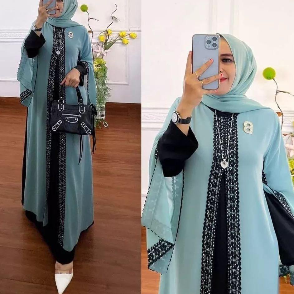 HARGA TERMURAAH Nisa Arabian Abaya / Dress Ceruty Babydoll Terbaru Aplikasi Renda Full / Pakaian Mus