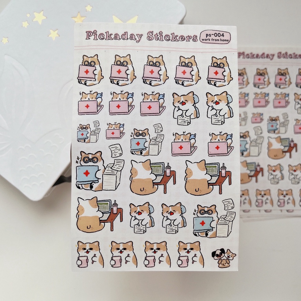 

ps004 corgi work from home planner / bullet journal stickers