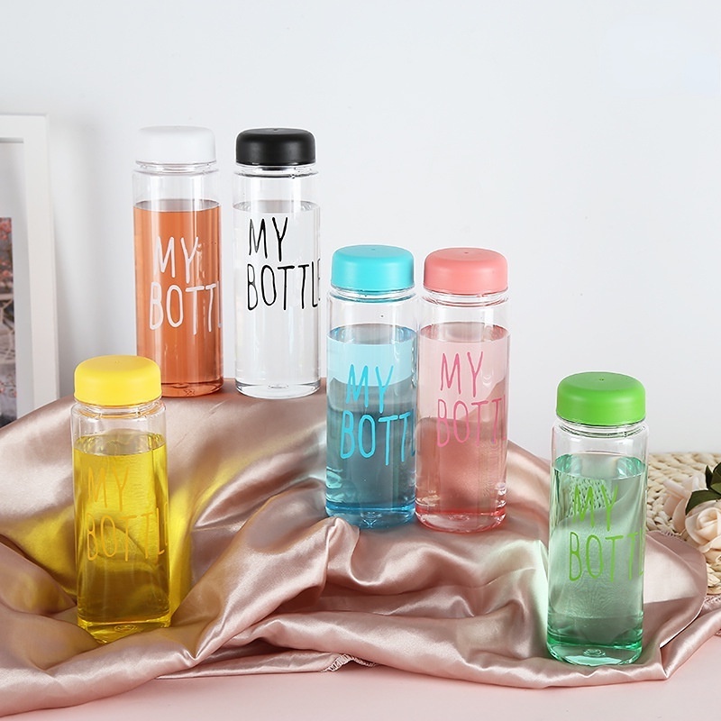 500ml My Bottle Tumbler Botol Air Tahan Panas Anti Bocor Olahraga Portable Botol Transparan Dengan Tas
