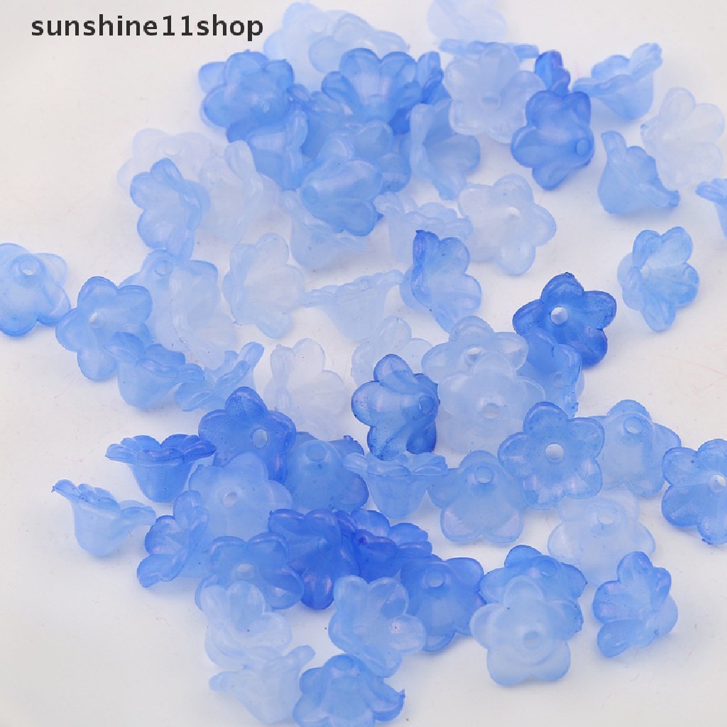 Sho 100pcs 12mm Bentuk Bunga Lampwork Kristal Kaca Manik-Manik Longgar Untuk Membuat Perhiasan Temuan Kerajinan DIY N