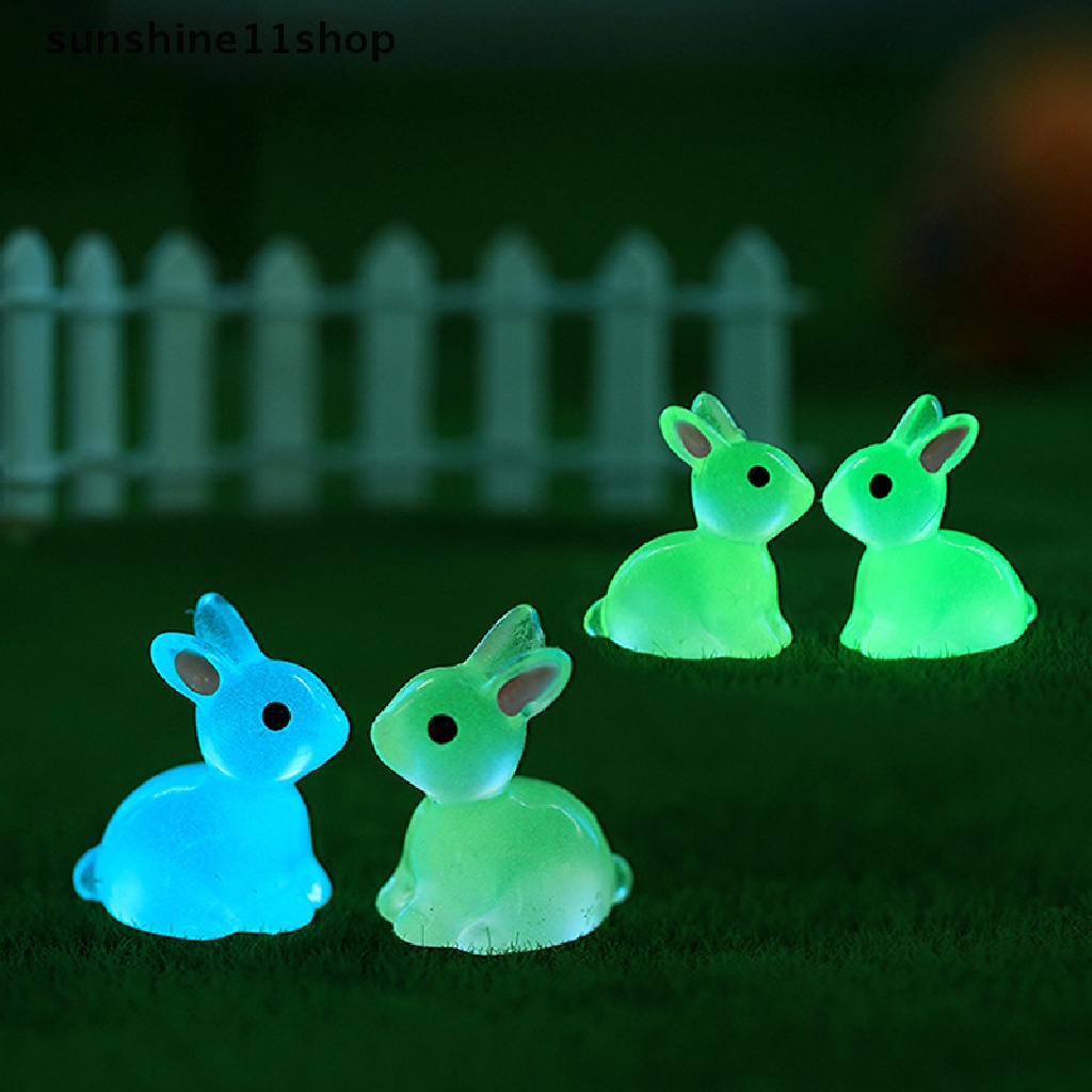 Sho 5Pcs Mini Luminous Rabbit Micro Landscape Dekorasi Taman Pot Rumah Mobil Instrumen panel Ornamen N