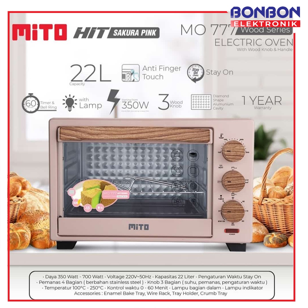 MITO MO 777 Oven Listrik 20 Liter (Wood Series) HIT 350W / MO777 20L