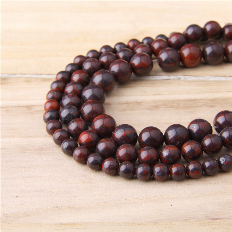 Butir Batu Natural Bloodstone Beads