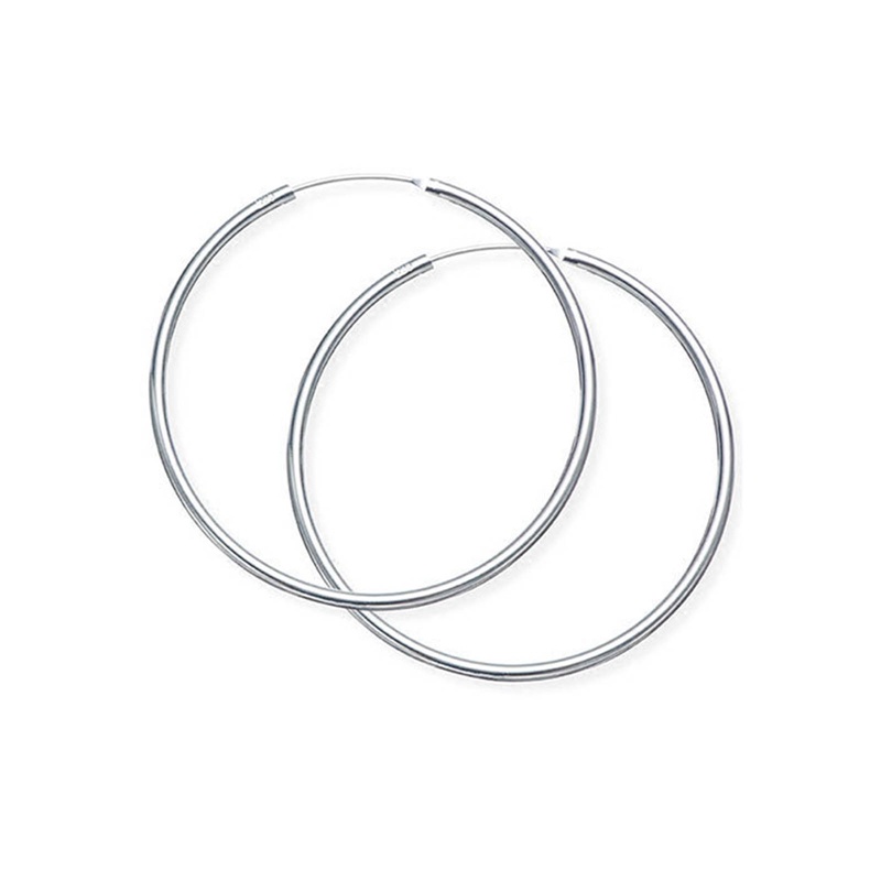 Anting Hoop Lingkaran Simple Halus Kepribadian Hiperbole925 Sterling Silver Untuk Wanita