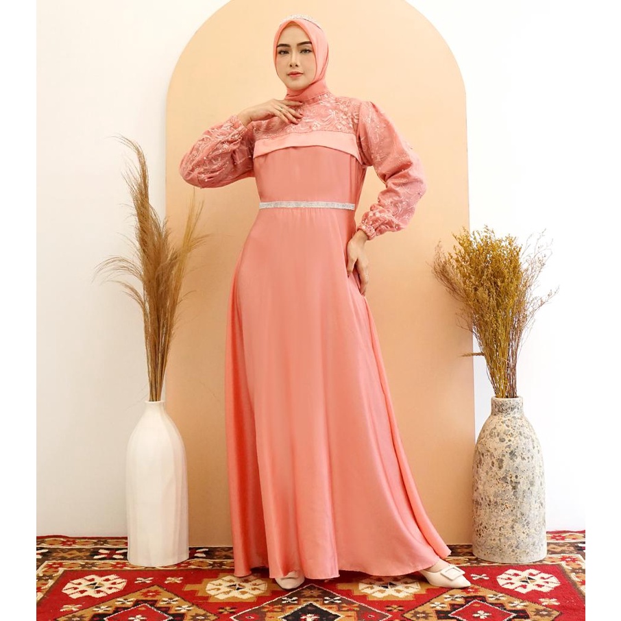 (100% RealPict) KINAN GAMIS MAXI DRESS PREMIUM MAXMARA SILK TILE / GAMIS PESTA / GAMIS KONDANGAN / MAXI PESTA / GAMIS LEBARAN / MAXI MUSLIM FASHION