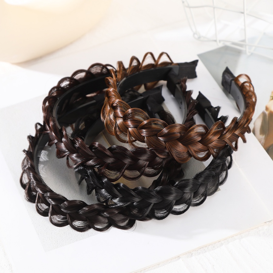 Wanita Korea Wig Kepang Ikat Kepala Non-slip Twist Wig Rambut Band Aksesoris Rambut