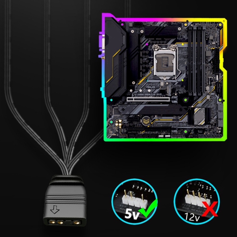 Btsg 1-ke-4 Kabel Splitter ARGB Support 5V RGB 3-pin LED Sync- Cable ARGB HUB 33CM