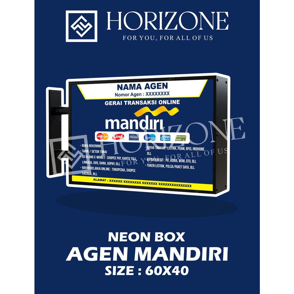 NEON BOX AGEN MANDIRI 60X40 CM KOTAK AKRILIK
