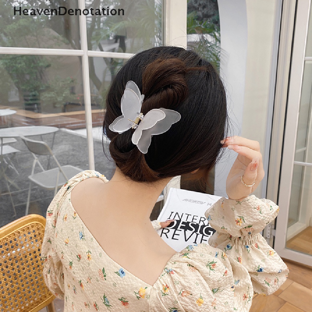 [HeavenDenotation] Double Layer Besar Kupu-Kupu Rambut Cakar Mode Permen Warna Gradien Tie-Dye Berwarna Styling Alat Jepit Gadis Hair Clip Aksesoris Rambut Wanita HDV