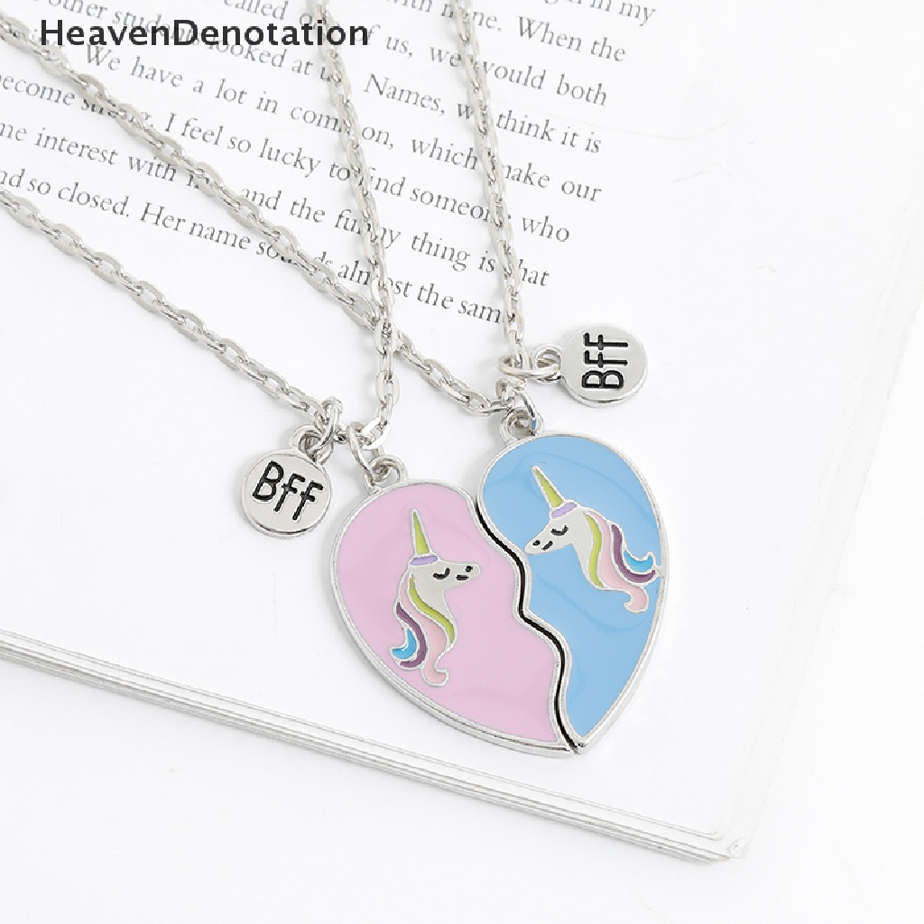 [HeavenDenotation] Best Friends Necklace Patah 2pcs Unicorn Love Jahitan Kalung Persahabatan HDV