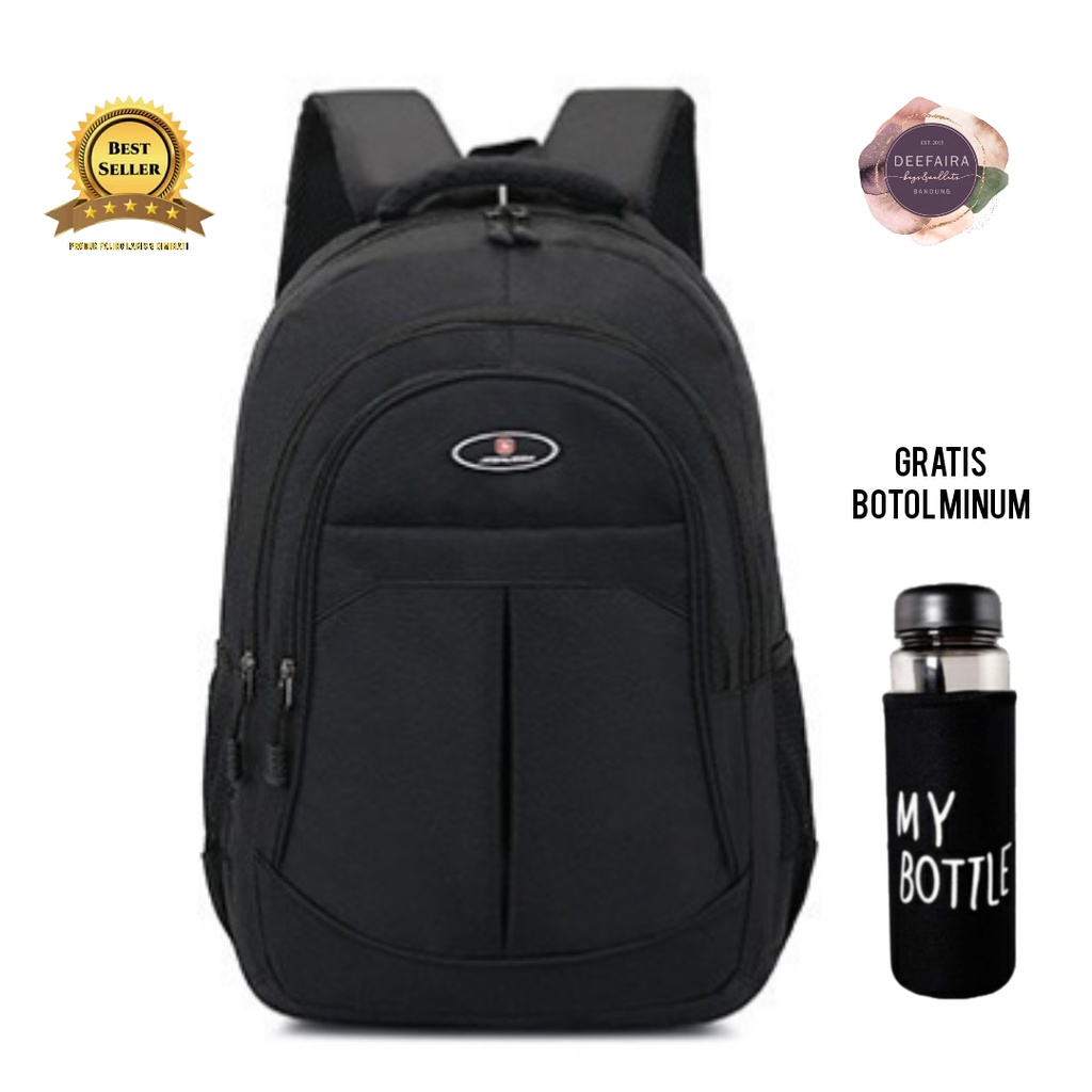 Tas Ransel Backpack Pria Model PL00x44 Free Botol Minum Tas Untuk Sekolah Kuliah Kerja