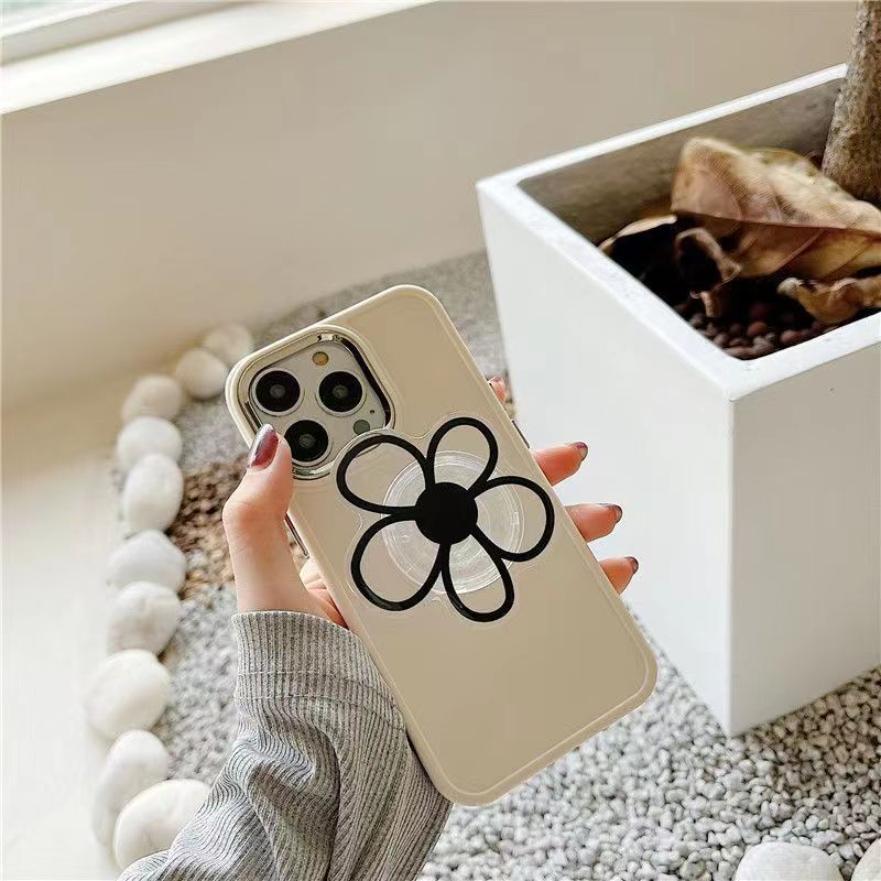 Flowers Casing Ponsel Untuk IPhone 14 Pro Max12 11 Pro Max13X XS XR 7 8 Plus SE 2020 Lembut TPU Bening Shockproof Cover Dengan Bracket