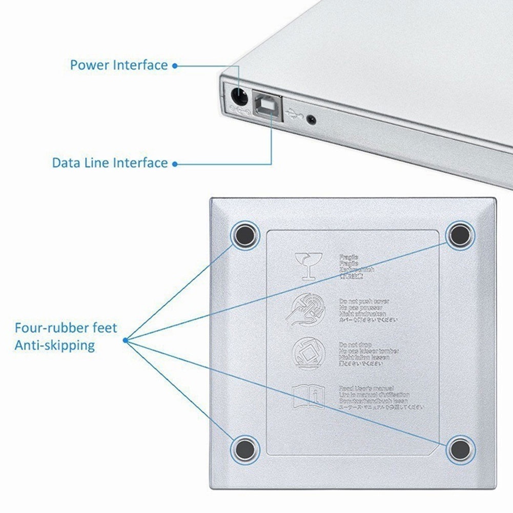 External DVD Drive CD ROM Drive Slim Portable Optical Drive Burner Rewriter untuk PC / Laptop