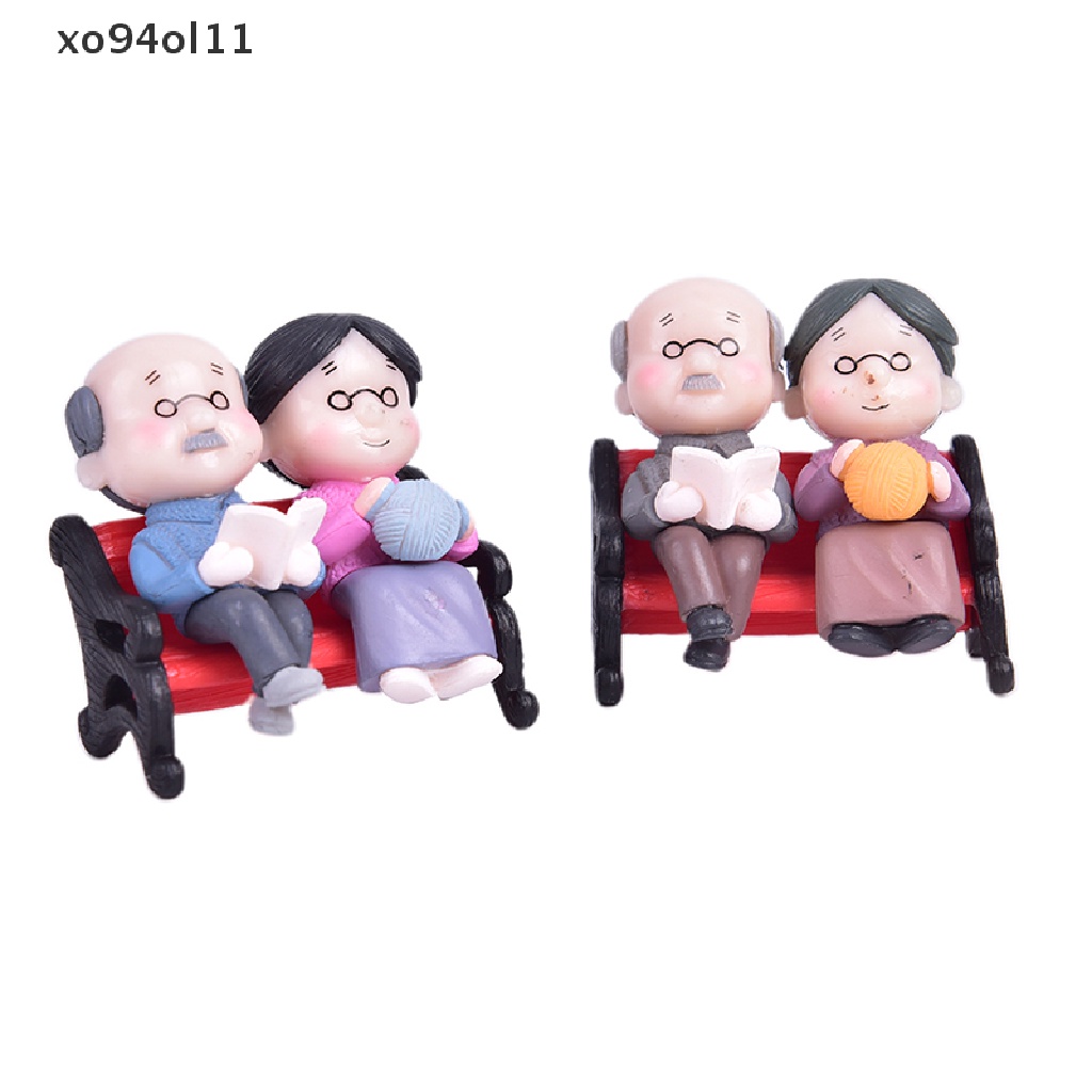 Xo 3PCs/set Kreatif Pasangan Tua Kursi Kerajinan Resin Pertunjukan Simulasi Hewan Kerajinan Rakyat OL