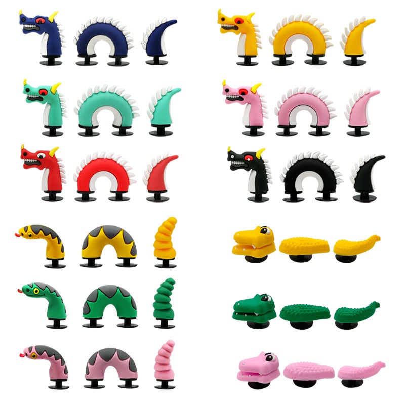 [3D Dinosaurus] Untuk Sepatu cocs jibbiz diy Shoe accessorie ins Shoe Decoration Sticker croc clog jbbitz Gesper Sepatu Untuk crocs Pesona pin