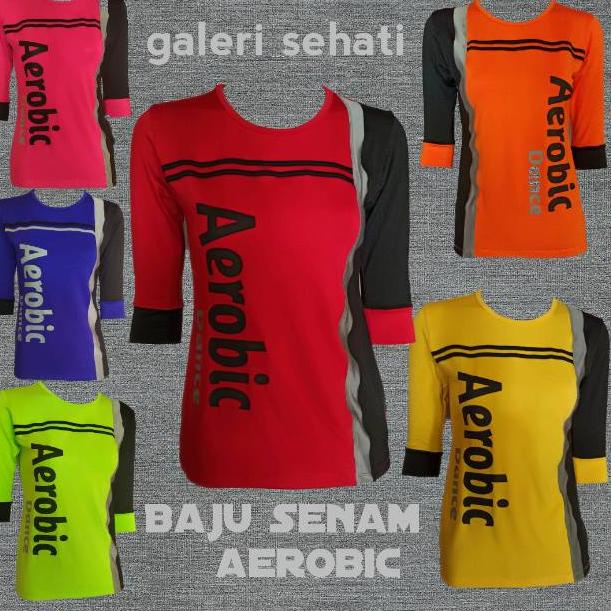 TERBAIK Baju senam aerobic zumba fitnes / kaos senam / atasan wanita bahan elastis
