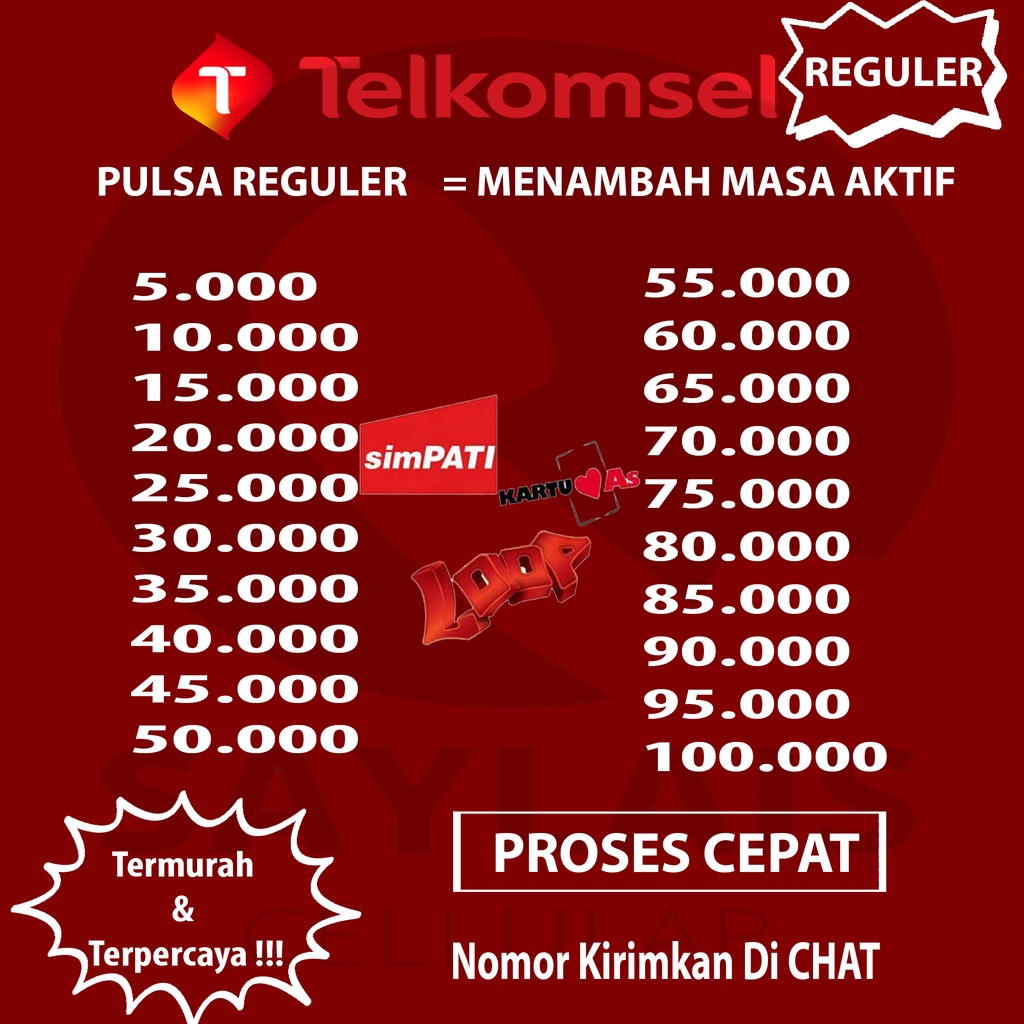 Pulsa Telkomsell reguler 5k - 45k
