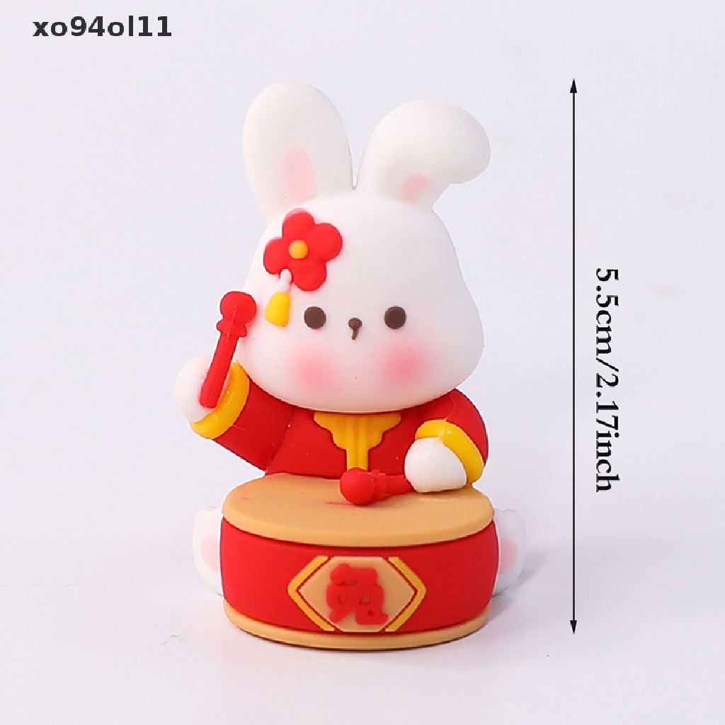 Xo Hiasan Kue Imlek Baking Cake Kelinci Tahun Boneka Ornamen Drum Lentera Topper Kue Tahun Baru Meriah Insert OL