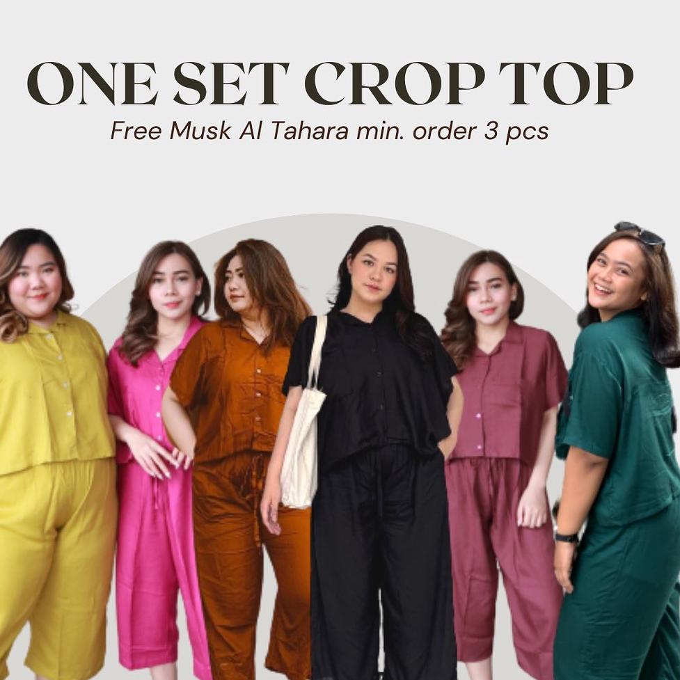 TERPERCAYA One Set Crop Big Size | Setelan Jumbo | Piyama Jumbo | Piyama Big Size | One set jumbo