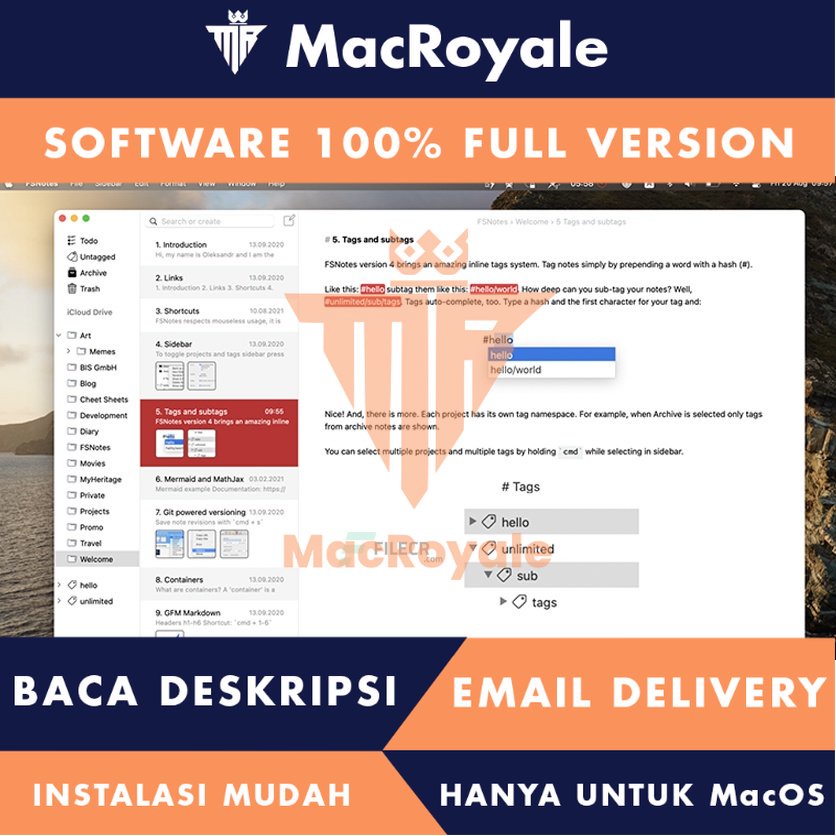 [MacOS] FSNotes Full Version Lifetime Full Garansi