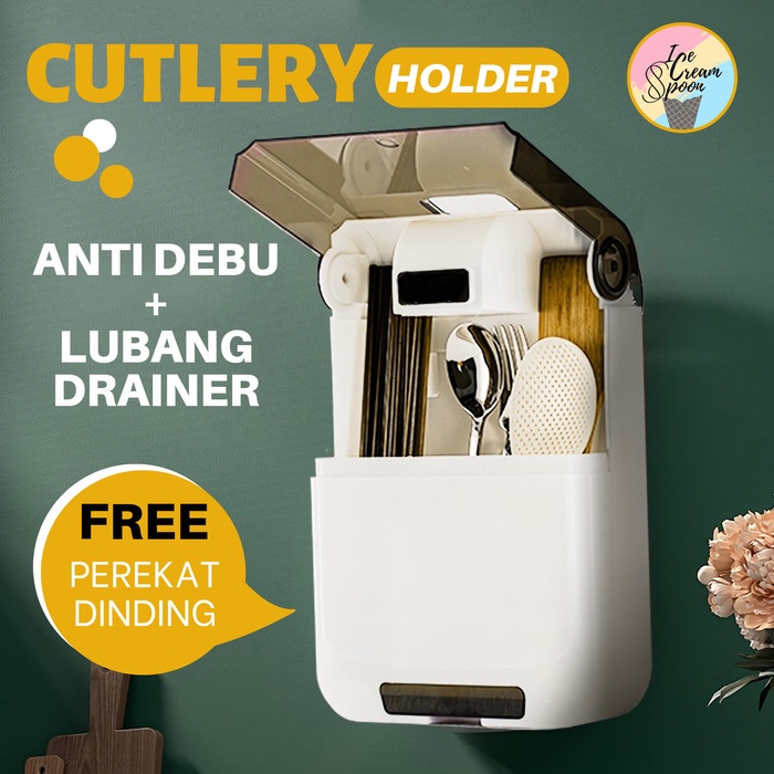 Sfr Tempat Sendok Garpu Gantung Tertutup Peralatan Makan Cutlery Box