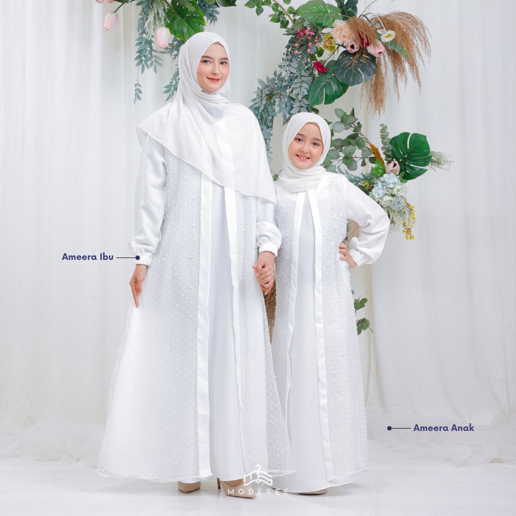 Modesee Gamis Couple Dress Ibu Dan Anak Ameera Organza - Couple Lebaran Idul Fitri