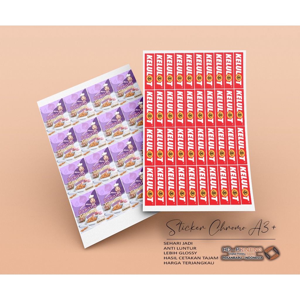 

Cetak Sticker Chromo A3+ / A3 PLUS / Stiker Label Makanan / Cetak Stiker Label / Stiker Label Produk