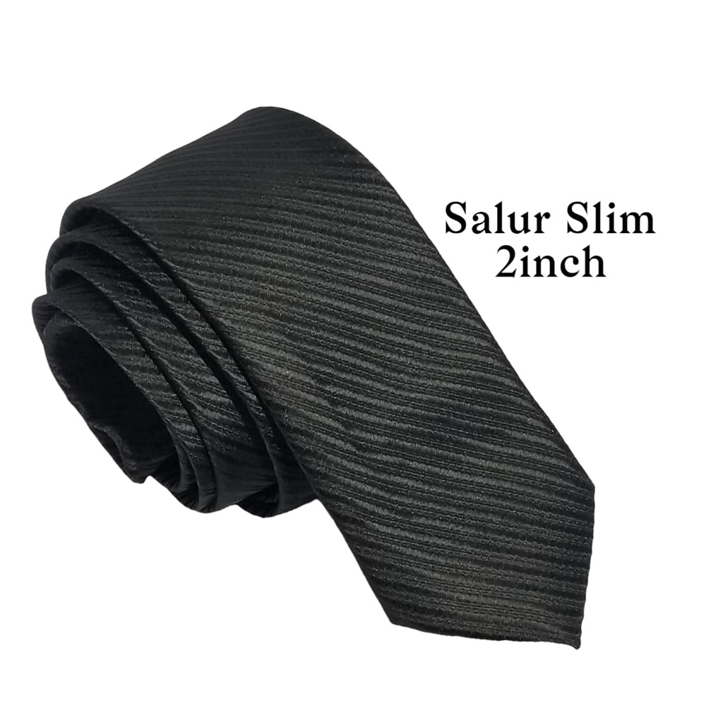 Dasi Kantor Slim 2Inch Warna Hitam Slimfit Tie