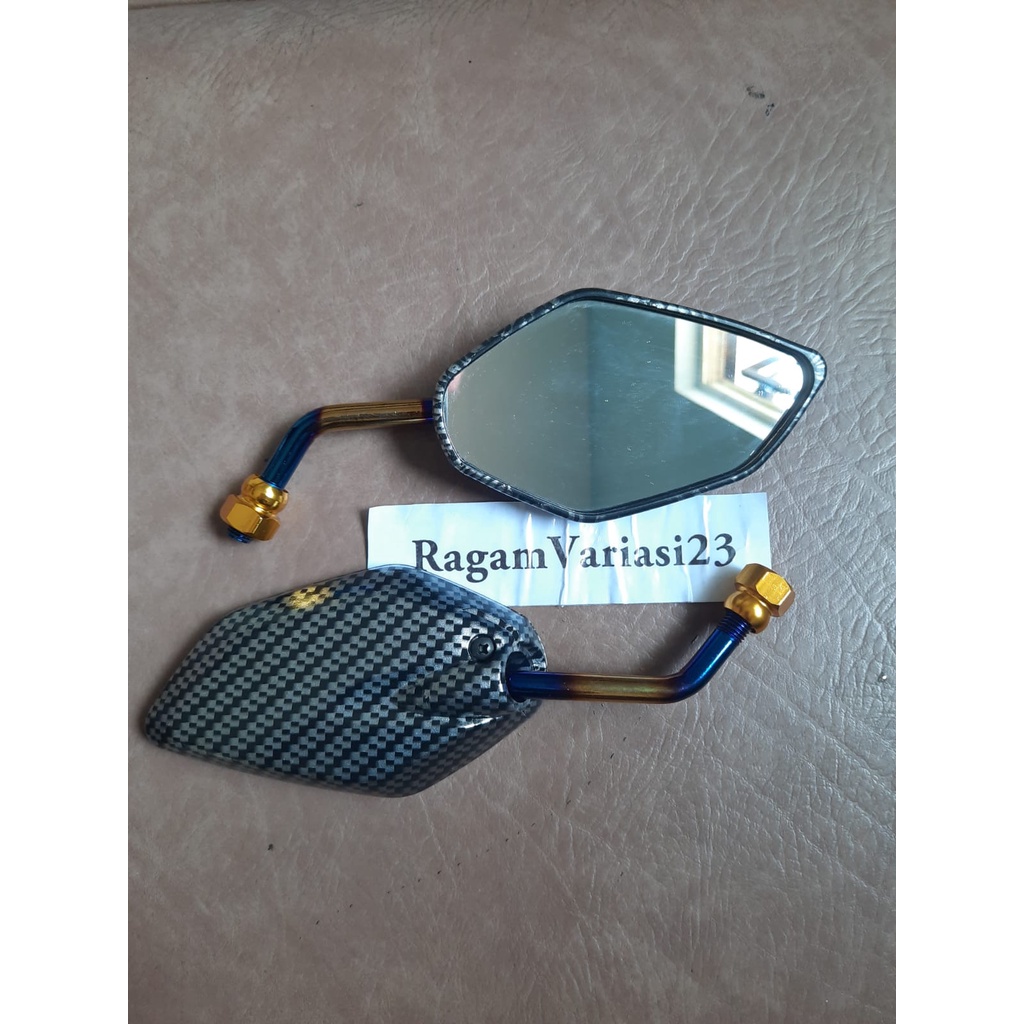 Spion Twotone Mini Yamaha Honda / Spion Daun Karbon Tangkai Twotone mini