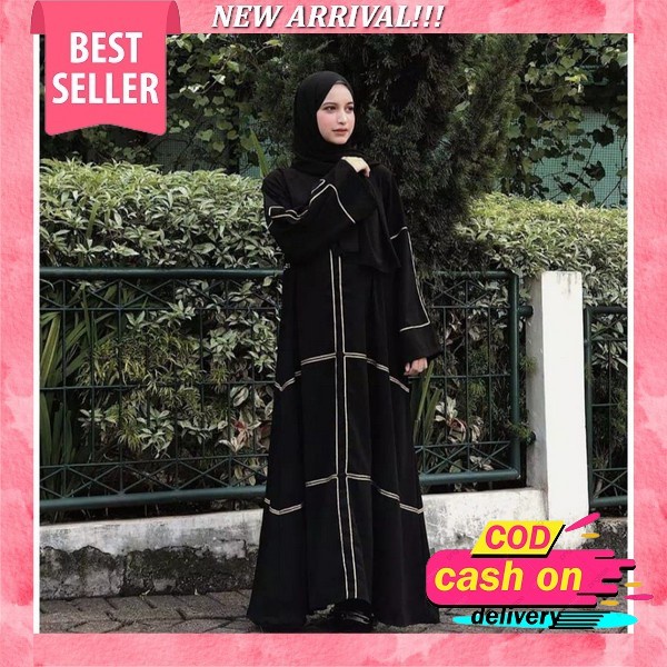 Abaya Hitam Turkey Gamis Dress Arab Saudi Bordir Turki India Ziper Dubai Fursyan Kualitas Import Ter