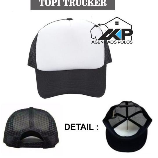 Terlaku.../ BEST PROMO Topi Trucker Jaring Polos Warna HITAM PUTIH / TOPI PRIA WANITA DEWASA / TOPI 