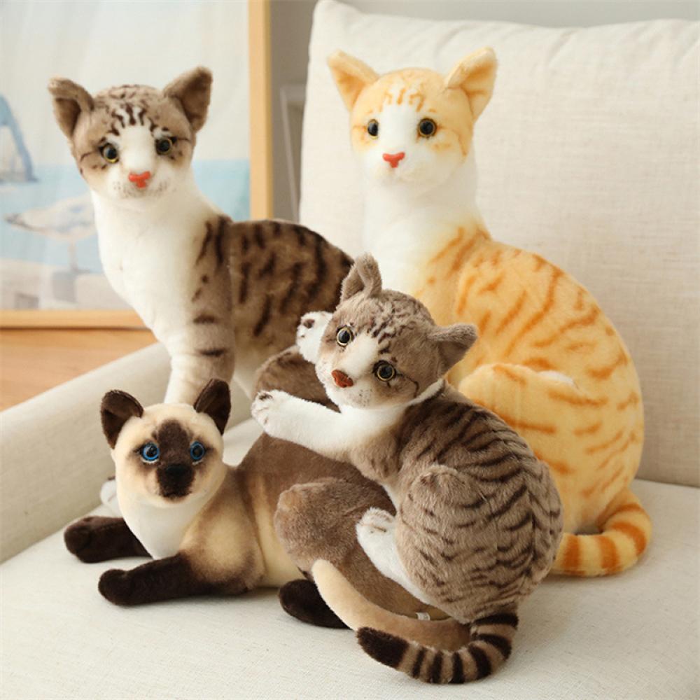 Timekey Manusia Hidup Kucing Siam Mainan Mewah Simulasi American Shorthair Cat Boneka Boneka Mainan Hewan Peliharaan Dekorasi Rumah Untuk Ulang Tahun Anak P5Z5