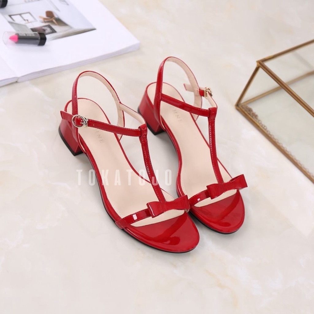 tokatojo Sandal hak tahu wanita 3 cm Sandal heels wanita 2023 temali pita cantik