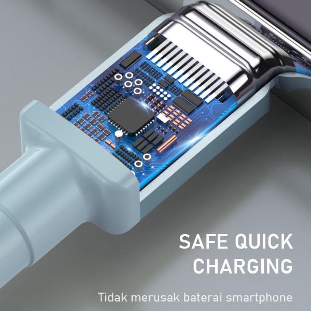 Kabel Data Biru Robot (RSC100) Usb Type C Fast charging 3A 18W Original Support Samsung/Oppo/Xiaomi/Realme/Vivo/Infinix/Sony/Asus/Huawei