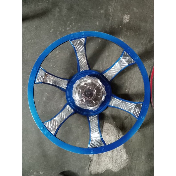 Weldop/Dop Roda Truk/Bus Medium Ring 16 Model Spider Biru Belakang Aja (2pcs)