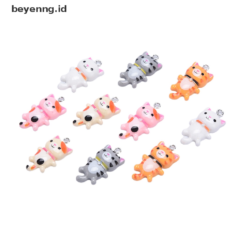 Beyen 10Pcs Resin Kucing Hewan Lucu Ch Liontin DIY Membuat Anting Perhiasan Craft ID