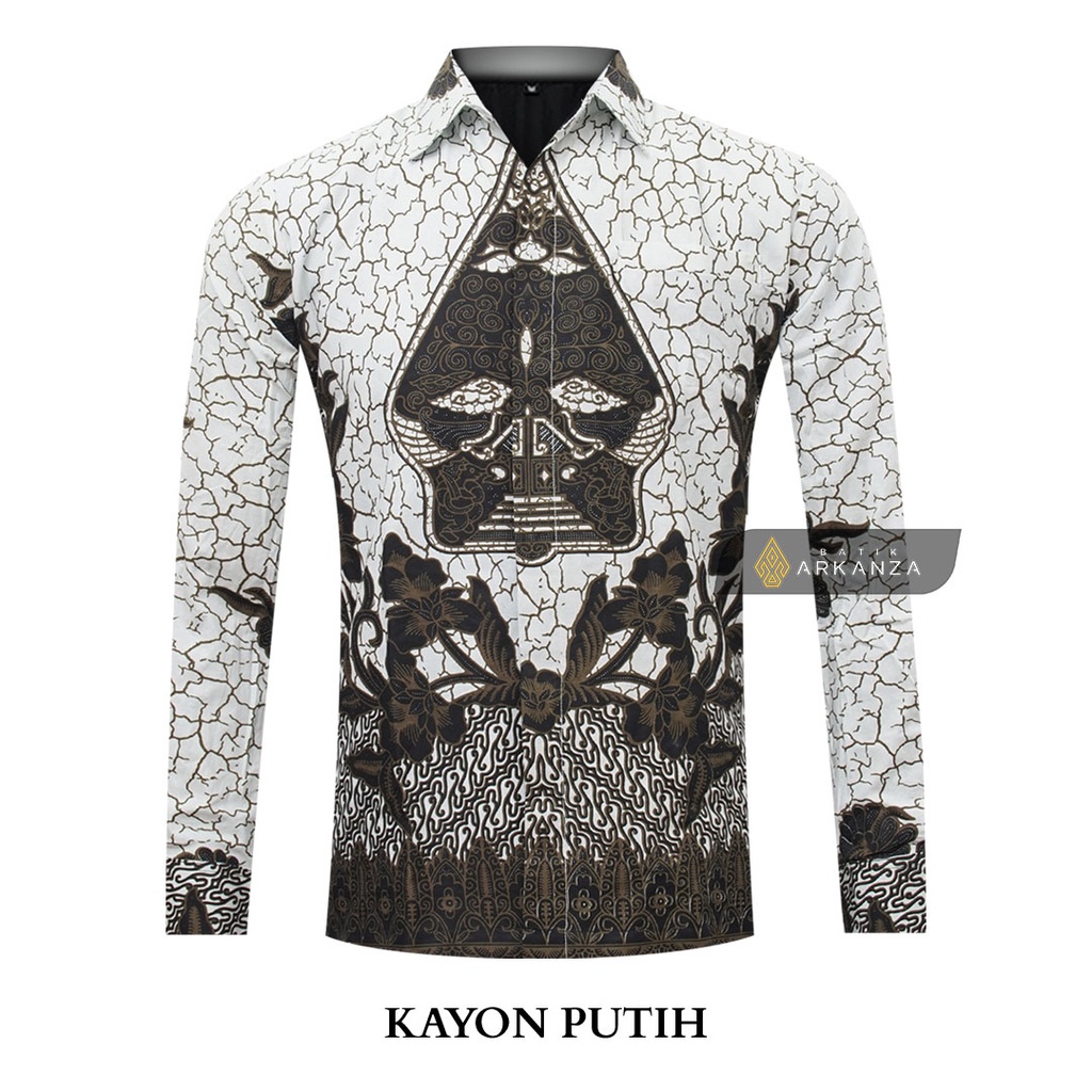 Kemeja BATIK ARKANZA Motif KAYON PUTIH Hem Atasan Kemeja  Batik Pria Cowok Laki Laki Slimfit Full Lapis Furing Lengan Panjang Lengan Pendek Original Asli GUDANGARKANZA_0803