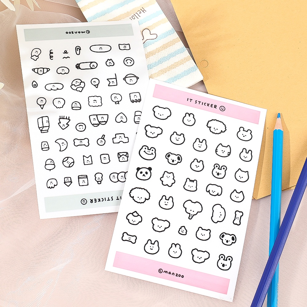 Stiker Pet Akun Hewan Kartun/Ins Style Simple Daily Notes Dekorasi Decals