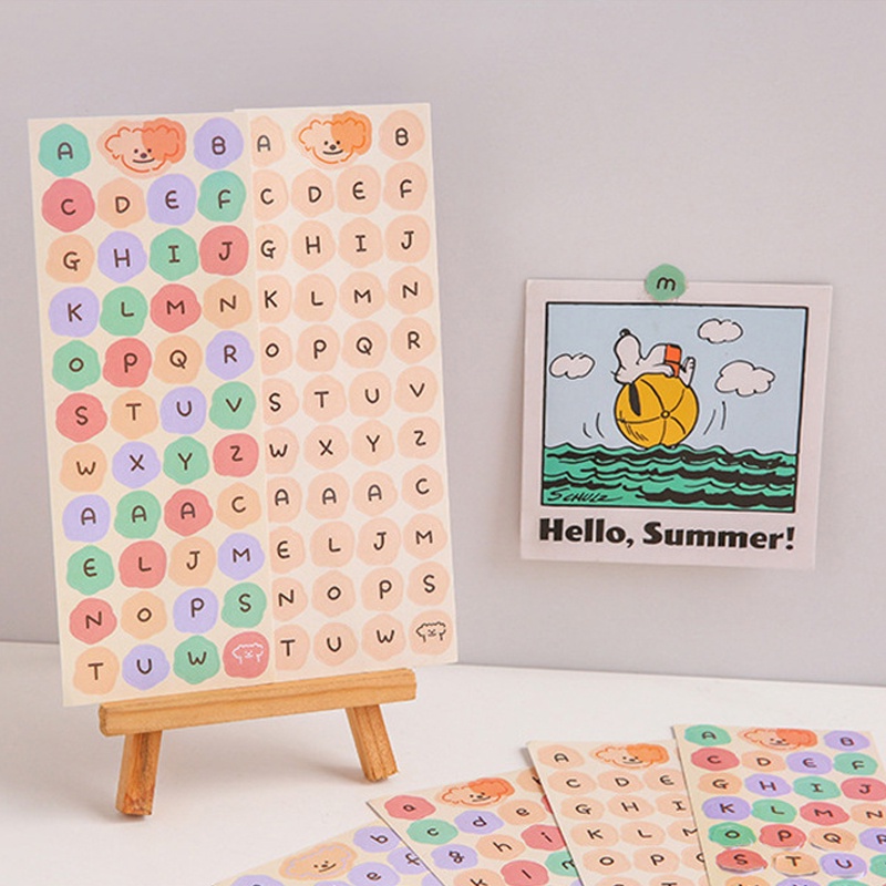 Self-adhesive Huruf Inggris Label Kartun Anjing Stiker Huruf Besar Huruf Kecil Alfabet Alat Tulis Stiker DIY Notebook Dekorasi