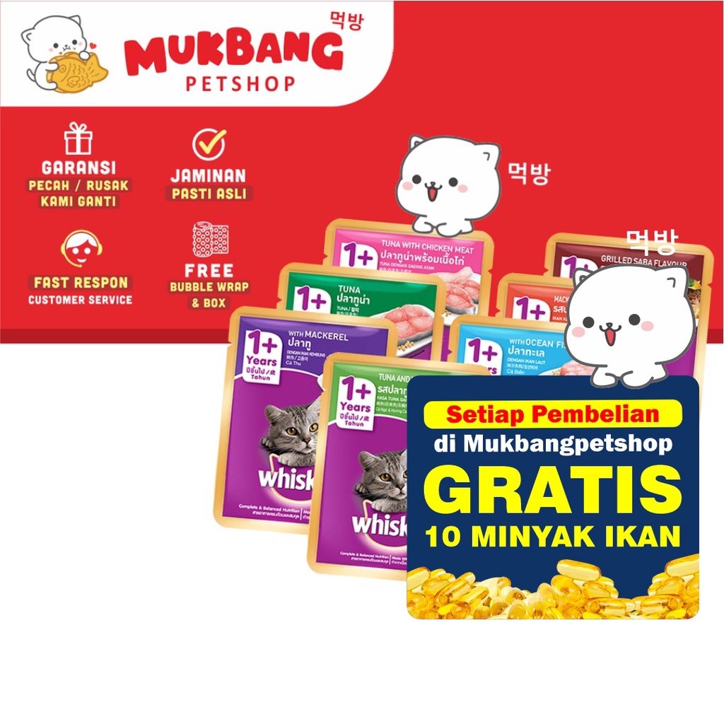 Whiskas Pouch 1+ 80 gram Makanan Kucing Basah Wet Food Whiskas Tuna Adult Whiskas 1+ Makanan Basah Kucing Wiskas Whiskas Basah Junior Wiskas Kucing Basah Wet Food Kucing Kitten Whiskas Tuna Adult Kitten Junior Pouch